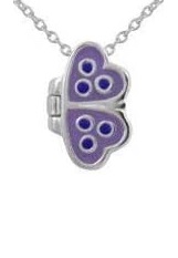beautiful small purple butterfly silver baby necklace